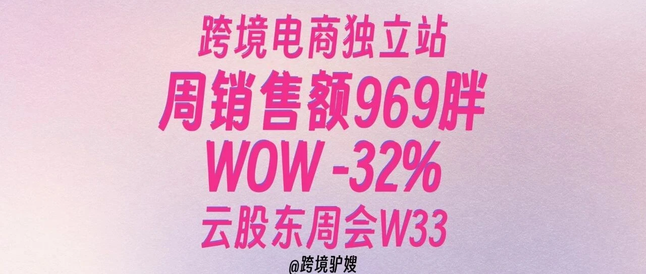单周9K,环比怒降32%,稳住别慌|跨境电商独立站真实个卖驴嫂云股东周会W33(0807-0813)