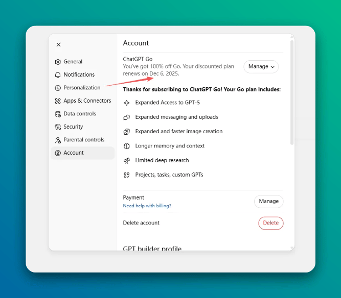 chatgpt go 12 month free