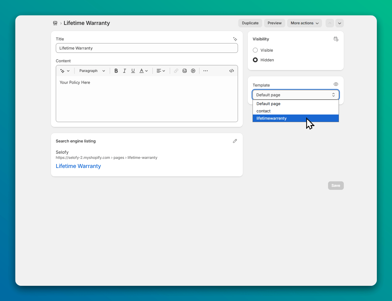 HOW TO ADD POLICY for shopify store