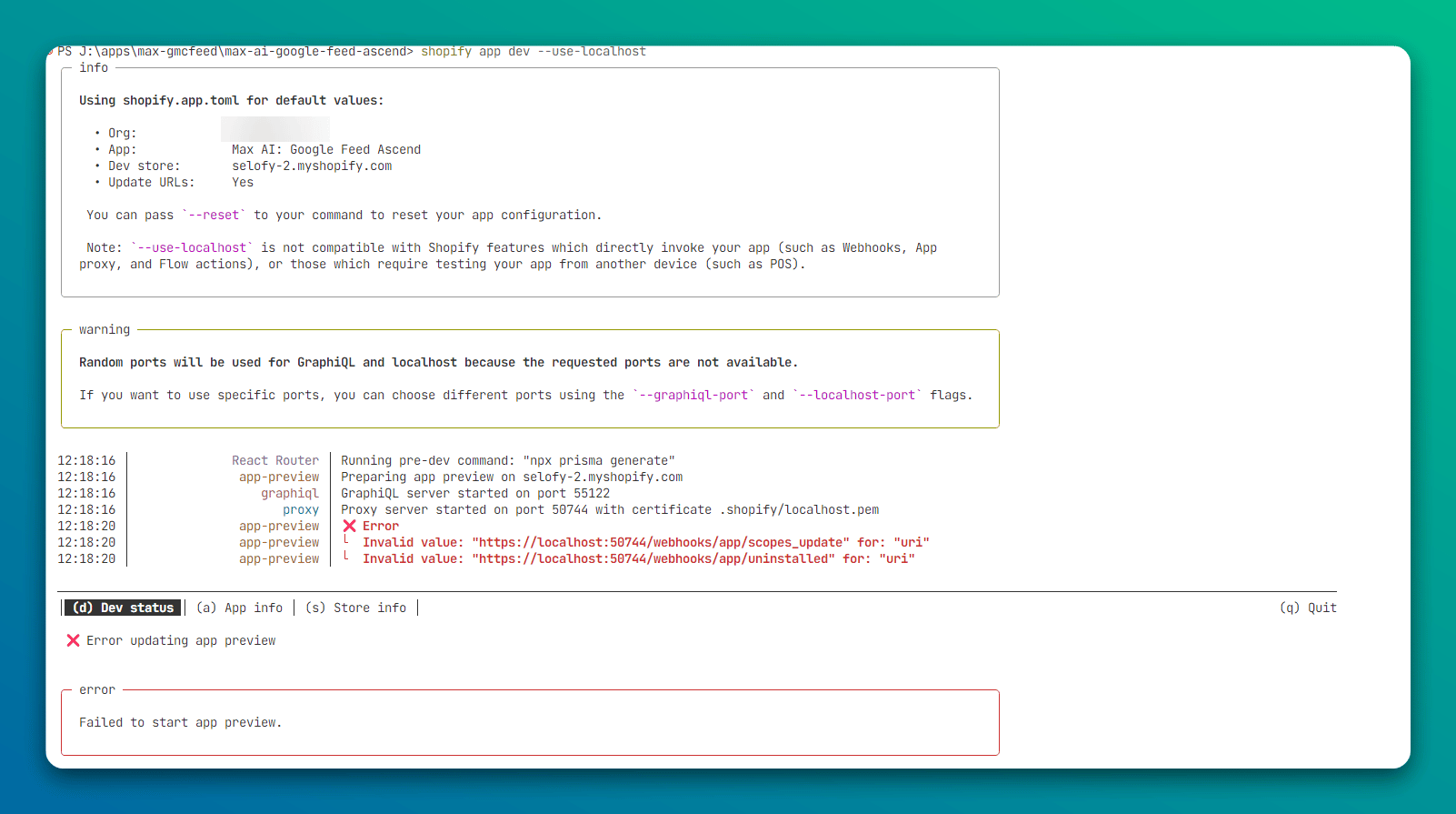 Shopify-app-dev-localhost-Invalid-webhook-uri-fix