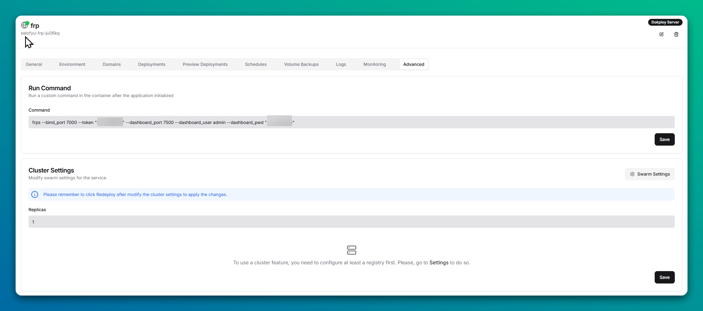 deploy FRP on Dokploy
